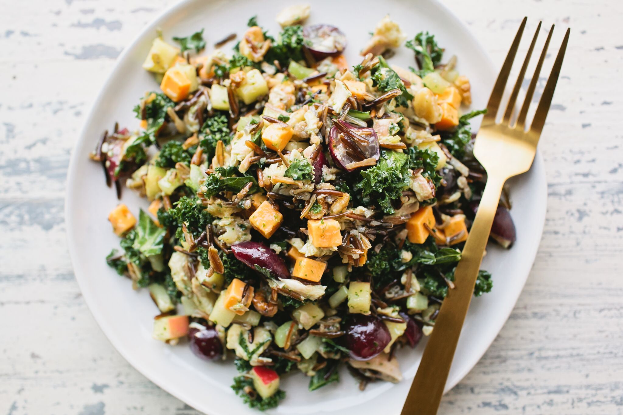 Wild Rice Kale Salad on plate