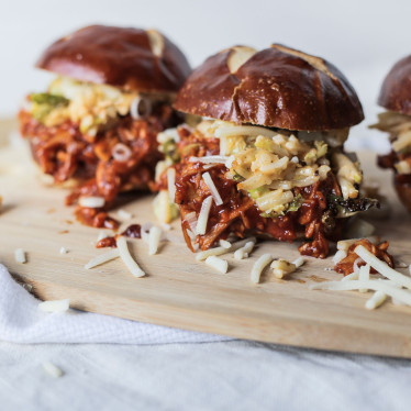 BBQ Turkey Sliders with Spicy Sprout Slaw