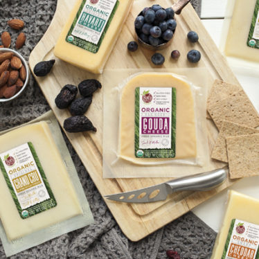 Roth Organic cheeses on cheese board