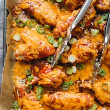 Cheesy BBQ Baked Chicken Wings