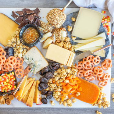 Candy and cheese pairings top view