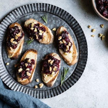 Cheese Crostini with Cranberry Fig Jam