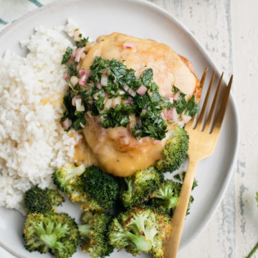 Crispy Gouda Chicken with Herb Salsa