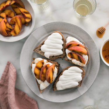 Whipped Goat Cheese with Grilled Peaches & Hot Honey