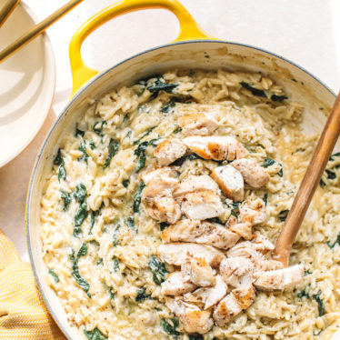 Cheesy Chicken Orzo with Kale