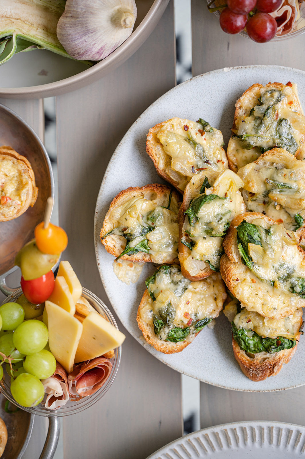 Spinach Artichoke Crostini