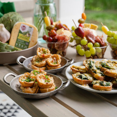 Three Spinach Artichoke Gouda Appetizers