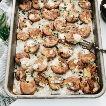 Smashed Potatoes with Blue Cheese