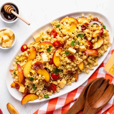Hot Honey Gouda Peach Pasta Salad
